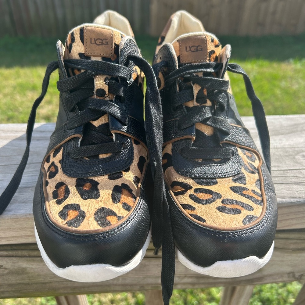 UGG Black and Tan Leopard Sneakers